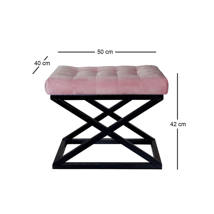Atelier Del Sofa Pouf Negro Rosa 50x40x42 cm Tapizado Poliester Metal Atelier Del Sofa Pouf Negro Rosa 50x40x42 cm Tapizado Poliester Metal