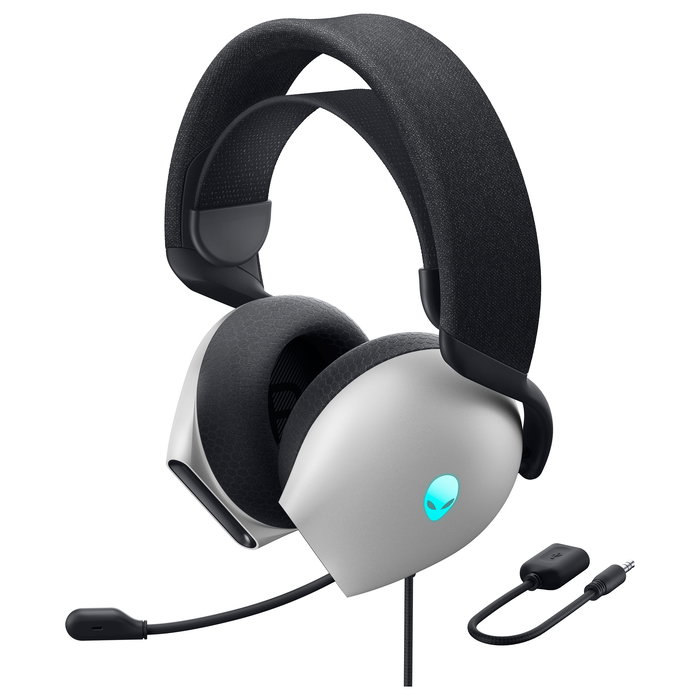 ALIENWARE AW520H Auriculares Gaming Alámbricos USB con Iluminación RGB, Blanco, Diadema, 20-40000 Hz, Micrófono Boom