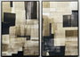 DKD Home Decor Cuadro Abstracto Urbano Beige y Negro en Lienzo y Terciopelo (Pack de 2 Unidades)