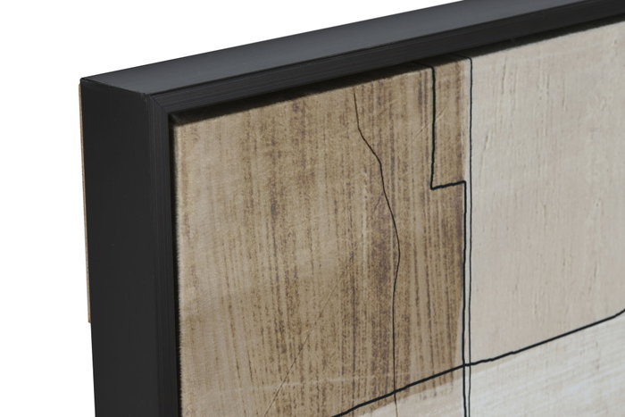 DKD Home Decor Cuadro Abstracto Urbano Beige y Negro en Lienzo y Terciopelo (Pack de 2 Unidades)
