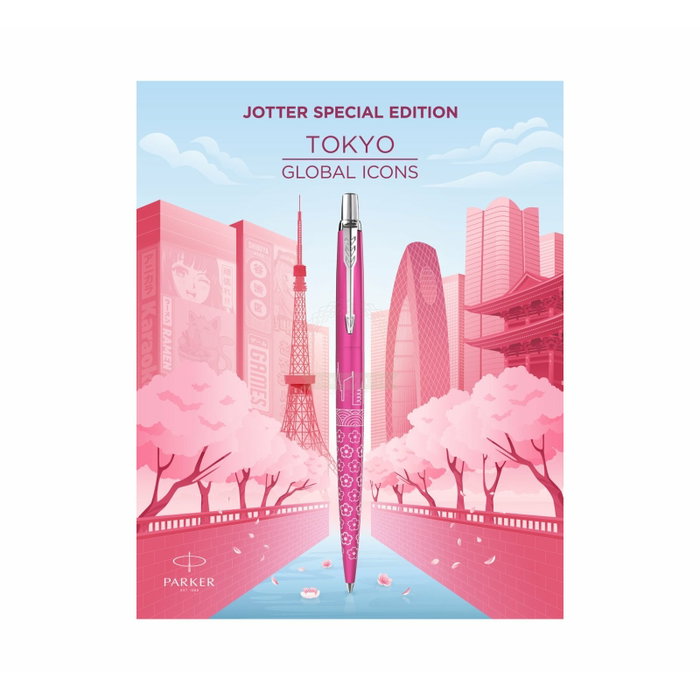 Parker Bolígrafo Jotter Edición Especial Global Icons Tokyo Rosa Satinado Punta Media