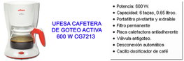UFESA Cafetera de Goteo CG7213 600W