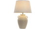 DKD Home Decor Lámpara de Sobremesa de Gres y Lino Blanco Rozado con Asa