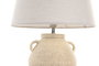 DKD Home Decor Lámpara de Sobremesa de Gres y Lino Blanco Rozado con Asa