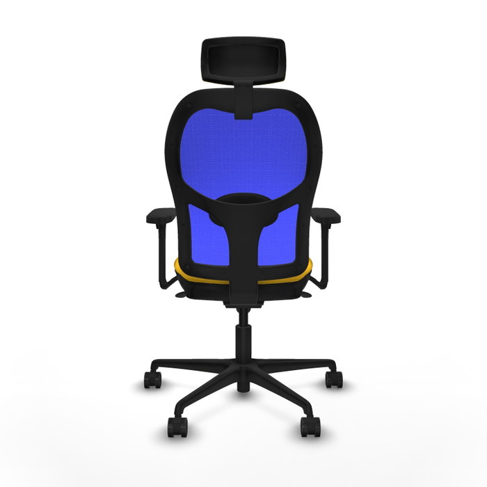 PIQUERAS Y CRESPO Silla de oficina Jorquera con mecanismo Sincro, Similpiel Amarillo y Malla Azul