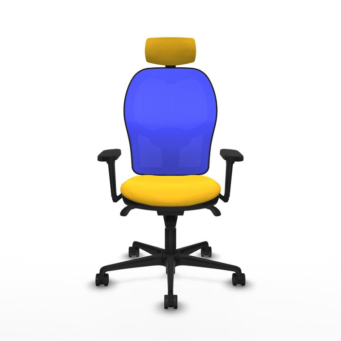 PIQUERAS Y CRESPO Silla de oficina Jorquera con mecanismo Sincro, Similpiel Amarillo y Malla Azul