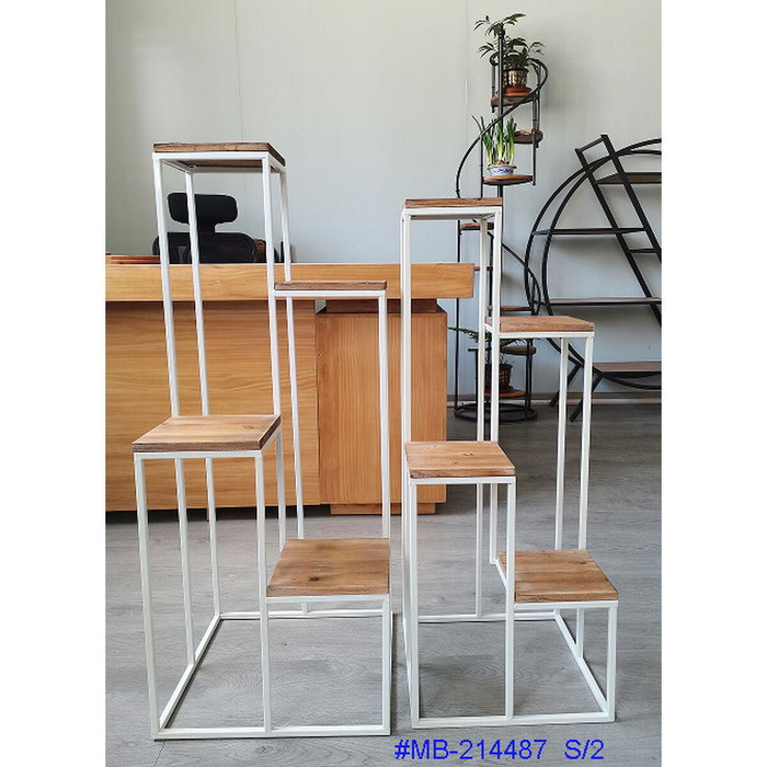 DKD Home Decor Repisa Blanco Natural Metal Abeto 40 x 100 x 40 cm Set de 2