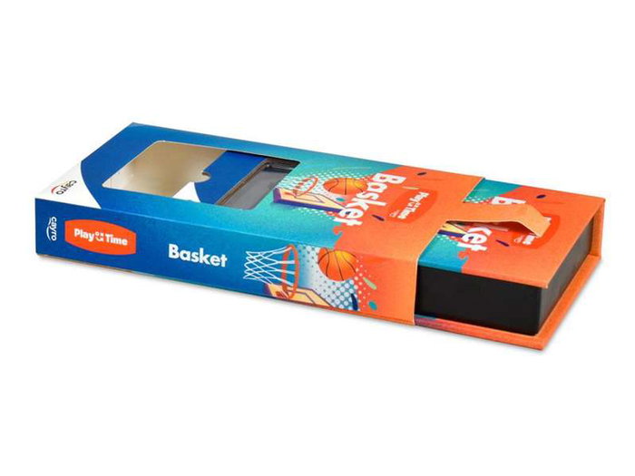 Cayro Play Time Basket - Juego de Lanzamiento de Bolas con 1 Caja, 1 Pelota y 1 Lanzador, Edad 8+ Años, Idioma Inglés