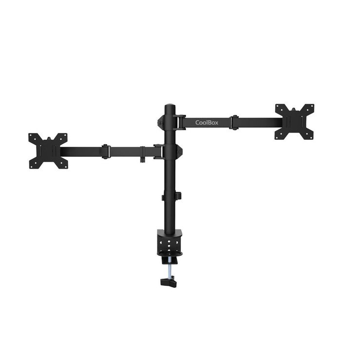 Coolbox Soporte de Monitor Doble para Monitor Hasta 32 Pulgadas y Portátil Hasta 17", Brazo Ajustable con Montaje VESA 75x100, Inclinación 90°, Giro 180°, Color Negro Mate Coolbox Soporte de Monitor Doble para Monitor Hasta 32 Pulgadas y Portátil Hasta 17", Brazo Ajustable con Montaje VESA 75x100, Inclinación 90°, Giro 180°, Color Negro Mate
