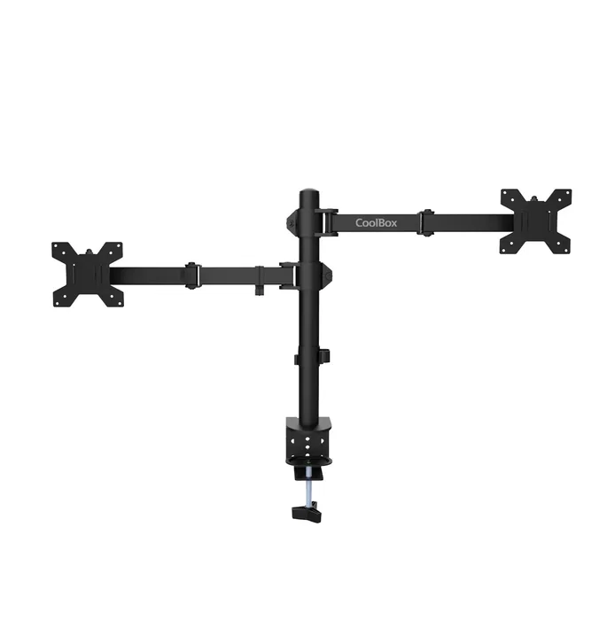 CoolBox MP01 Soporte de Escritorio con Abrazadera para Monitor de hasta 32" y Portátil de hasta 17" | Brazo Simple de Acero Negro | Compatibilidad VESA 75/100