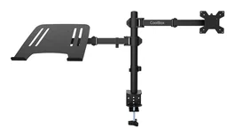 CoolBox MP01 Soporte de Escritorio con Abrazadera para Monitor de hasta 32" y Portátil de hasta 17" | Brazo Simple de Acero Negro | Compatibilidad VESA 75/100