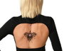 Tatuaje temporal estilo tribal con gema central violeta para espalda