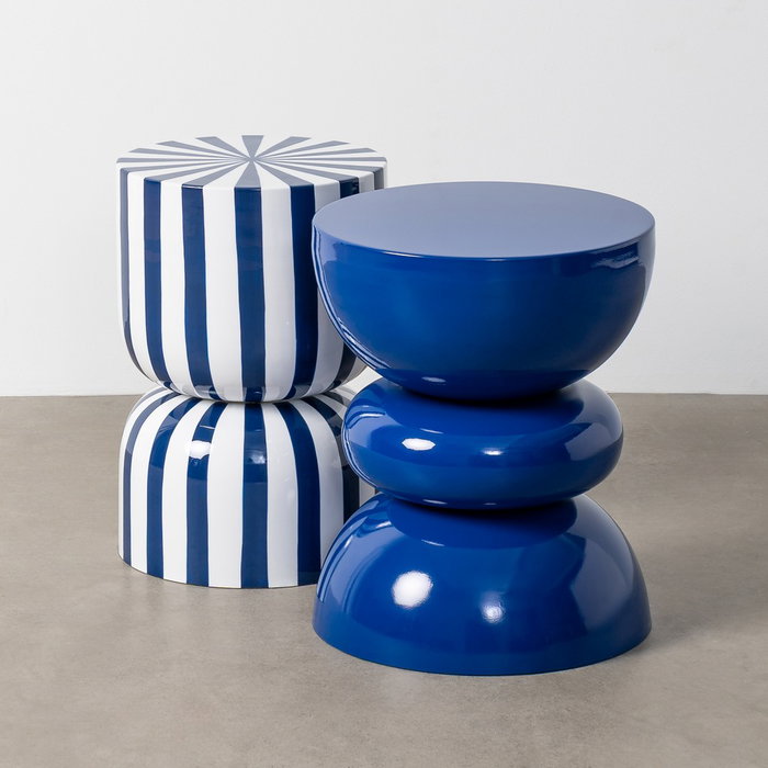 Mesa Auxiliar Azul Metal Decoración 38 X 38 X 47 cm