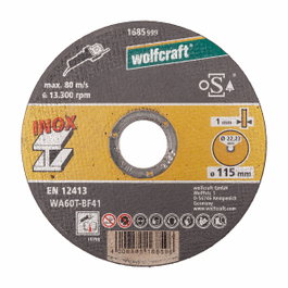 Wolfcraft Disco de corte acero inox ø115 x 1,0 x 22,23 mm, caja 10 uds
