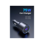 UGREEN Cargador de Auto Rápido 75W de 3 Puertos - Gris