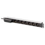 Digitus Regleta de Enchufes de Aluminio 7 Vías con Disyuntor, 1U 19" (48.3 cm), Horizontal/Vertical, 230V 16A 4000W, 1.8 m Cable Negro