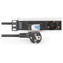 Digitus Regleta de Enchufes de Aluminio 7 Vías con Disyuntor, 1U 19" (48.3 cm), Horizontal/Vertical, 230V 16A 4000W, 1.8 m Cable Negro