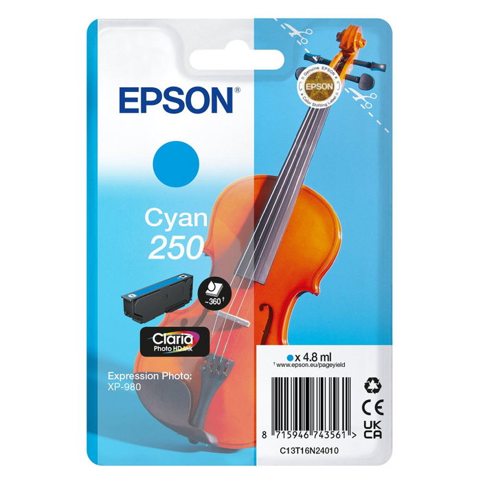Epson Cartucho de Tinta 250 Cian 4,8 ml C13T16N24010 Epson Cartucho de Tinta 250 Cian 4,8 ml C13T16N24010
