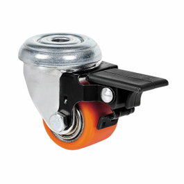 Ruedas Alex Rueda giratoria naranja con agujero, freno y rodamiento de bolas, Ø 3,5 cm