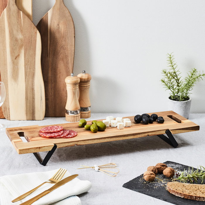 Home Deco Factory Tabla Servir Acacia Con Patas Plegables Cocooning 55x18 cm