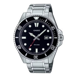 Casio MDV-107D-1A1VDF con esfera negra y correa de acero