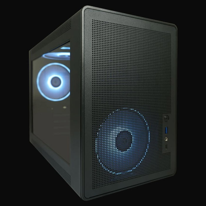 LC-Power Midi LC-716MB-ON Micro Torre PC Negra con Ventana de Vidrio Templado para Gaming ATX, Mini-ITX