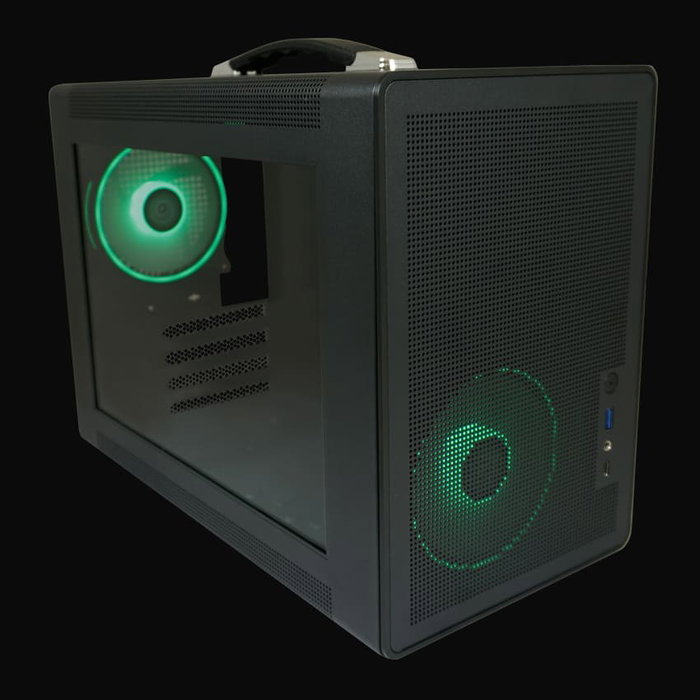 LC-Power Midi LC-716MB-ON Micro Torre PC Negra con Ventana de Vidrio Templado para Gaming ATX, Mini-ITX