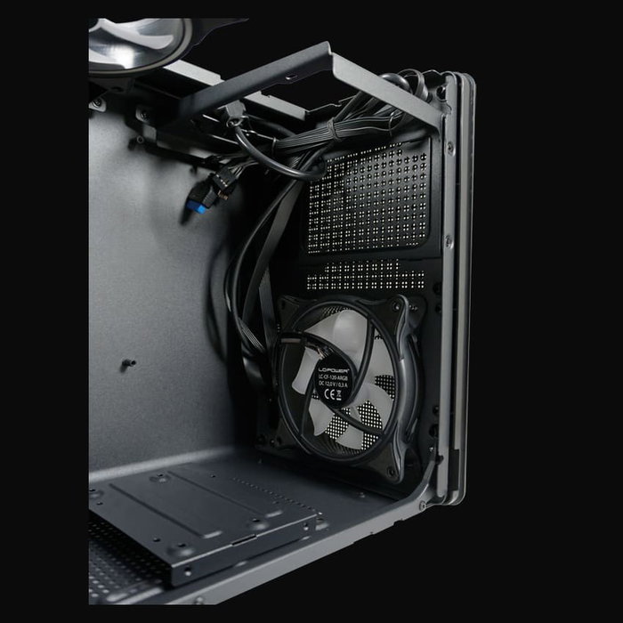 LC-Power Midi LC-716MB-ON Micro Torre PC Negra con Ventana de Vidrio Templado para Gaming ATX, Mini-ITX