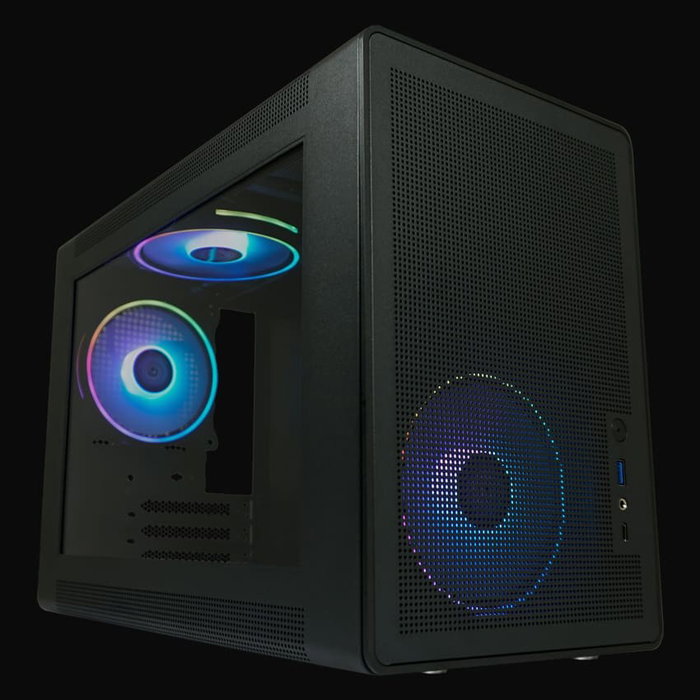 LC-Power Midi LC-716MB-ON Micro Torre PC Negra con Ventana de Vidrio Templado para Gaming ATX, Mini-ITX