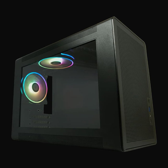 LC-Power Midi LC-716MB-ON Micro Torre PC Negra con Ventana de Vidrio Templado para Gaming ATX, Mini-ITX