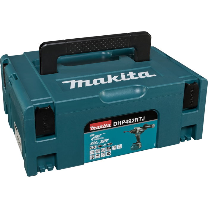 Makita DHP492RTJ Atornillador de Percusión Inalámbrico 18V con 2 Baterías de 5.0 Ah