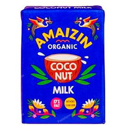 AMAIZIN Leche de Coco Ecológica Vegana 200 Ml para Platos Orientales Repostería y Bebidas