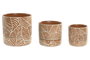 DKD Home Decor Set de 3 Recipientes de Cerámica Terracota 20x20x20 cm