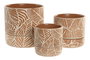 DKD Home Decor Set de 3 Recipientes de Cerámica Terracota 20x20x20 cm