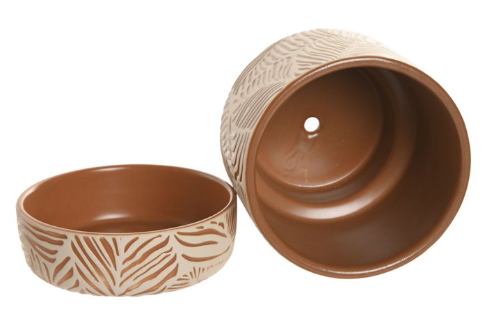 DKD Home Decor Set de 3 Recipientes de Cerámica Terracota 20x20x20 cm