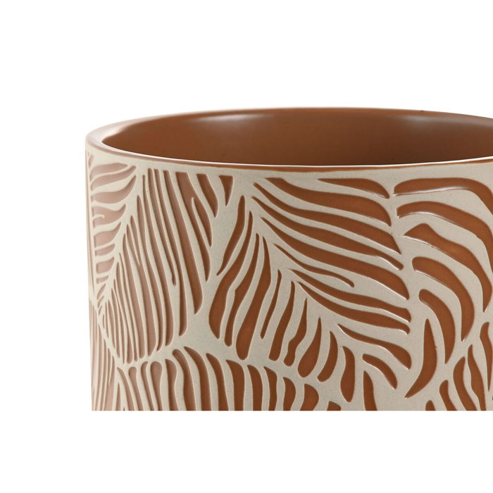 DKD Home Decor Set de 3 Recipientes de Cerámica Terracota 20x20x20 cm DKD Home Decor Set de 3 Recipientes de Cerámica Terracota 20x20x20 cm