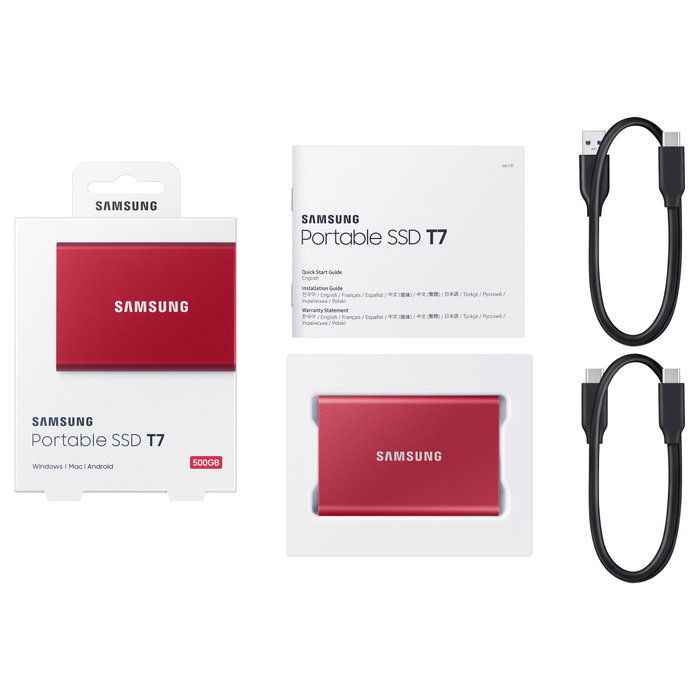 Samsung T7 Portable SSD 500GB USB 3.2 Gen 2 Rojo