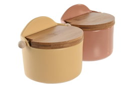 DKD Home Decor Salero de Dolomita y Bambú Surtido de 2 Piezas