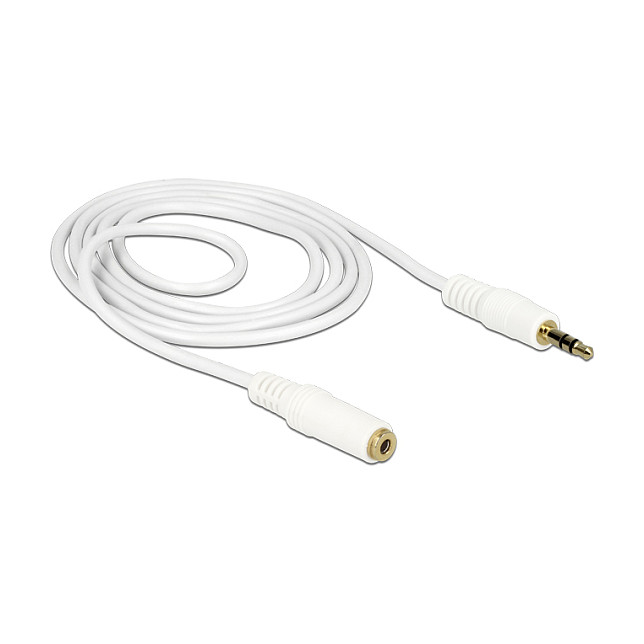 DeLOCK Cable Extensión 3.5mm Audio 1m 83765, Macho Hembra, Blanco, Chapado Oro 24 AWG