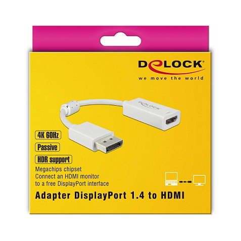 DeLOCK 63936 Adaptador DisplayPort a HDMI 4K 60 Hz con HDR Blanco