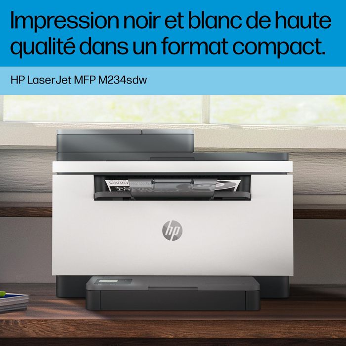 HP Impresora Multifunción LaserJet MFP M234sdw, Impresión Doble Cara Rápida, ADF, HP Smart App, Conexiones Fiables, Configuración Simplificada, Negro
