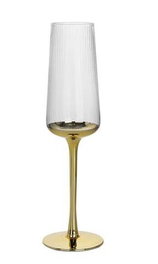 DKD Home Decor Set de 6 Copas de Cristal Rayado Dorado 260ml