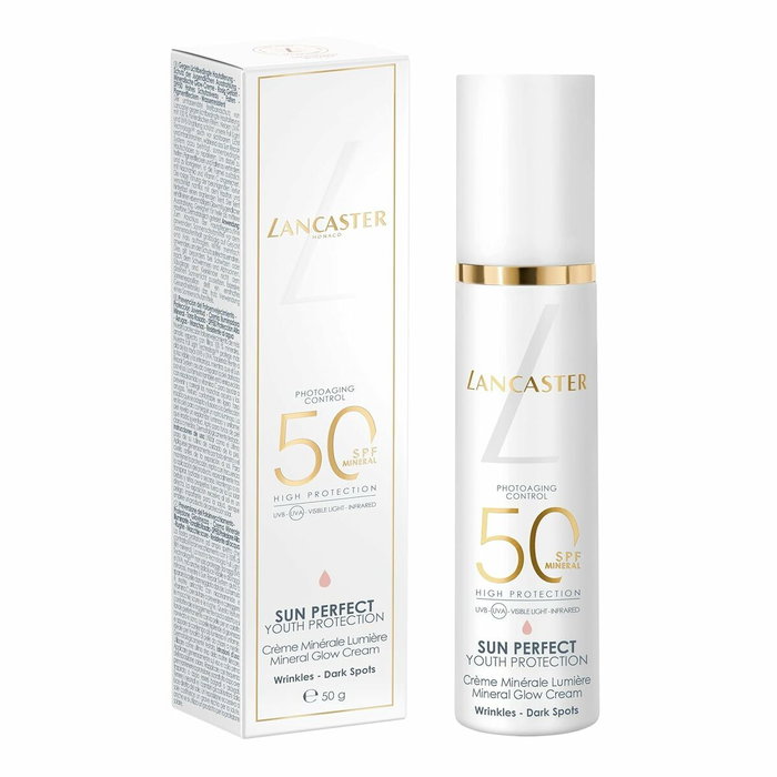 Lancaster Sun Perfect Crema Iluminadora Facial Mineral SPF50+ 30 ml - Protección Antiedad, Tono Rosado, Para Piel Sensible