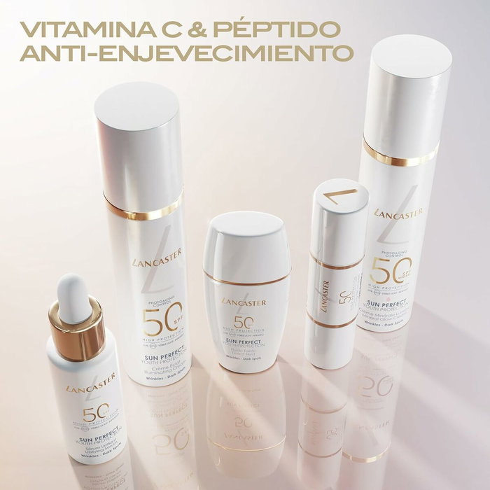 Lancaster Sun Perfect Crema Iluminadora Facial Mineral SPF50+ 30 ml - Protección Antiedad, Tono Rosado, Para Piel Sensible