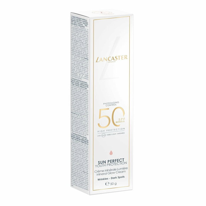 Lancaster Sun Perfect Crema Iluminadora Facial Mineral SPF50+ 30 ml - Protección Antiedad, Tono Rosado, Para Piel Sensible
