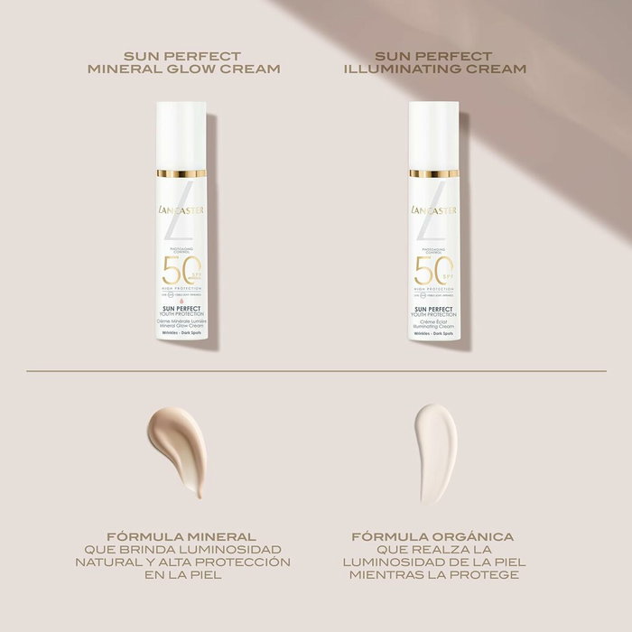 Lancaster Sun Perfect Crema Iluminadora Facial Mineral SPF50+ 30 ml - Protección Antiedad, Tono Rosado, Para Piel Sensible