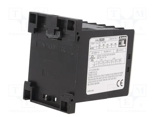 LOVATO ELECTRIC Contactor BG 3-polar 9A 24VAC