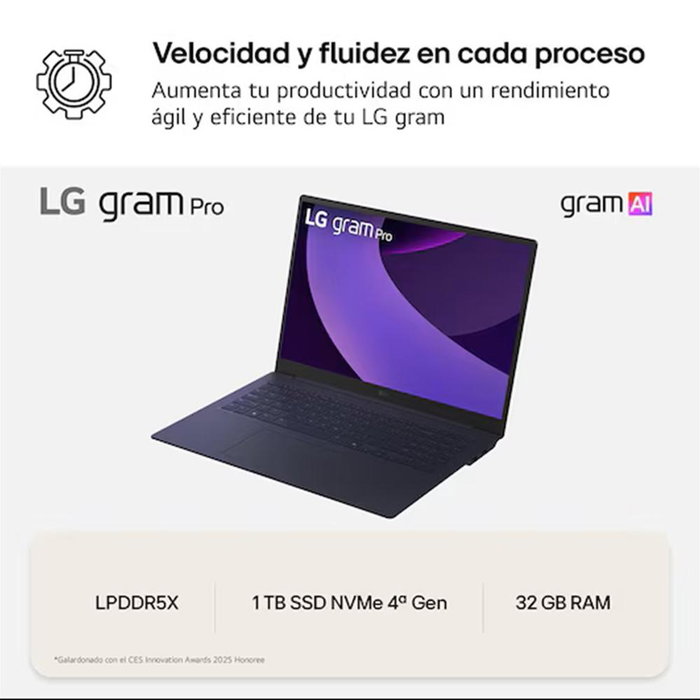 LG gram Pro 16T90TP-K 2 en 1 con pantalla OLED táctil de 16 pulg, Intel Core Ultra 7 y 32 GB RAM