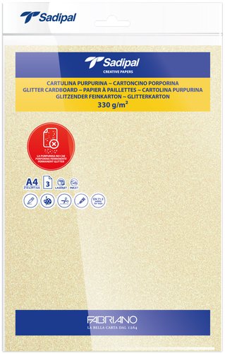 SADIPAL Cartulina Purpurina A4 Amarillo 330g Paquete de 3 SADIPAL Cartulina Purpurina A4 Amarillo 330g Paquete de 3