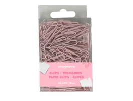 Imaginovo Clips Metálicos Pastel 28 mm - Caja 150 Unidades Rosa - Organiza Documentos